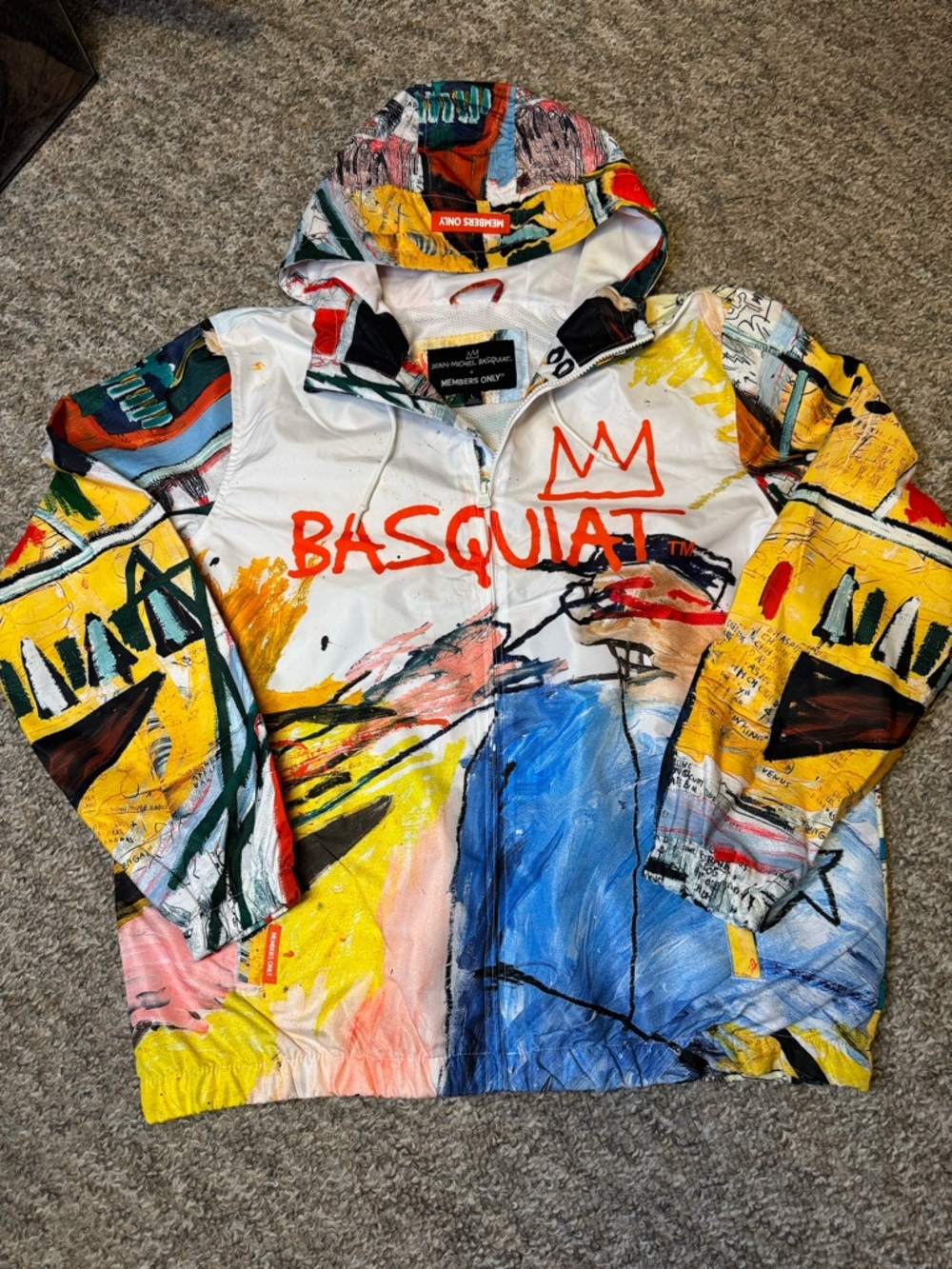 Members Only x Jean-Michel Basquiat graffiti Hooded windbreaker